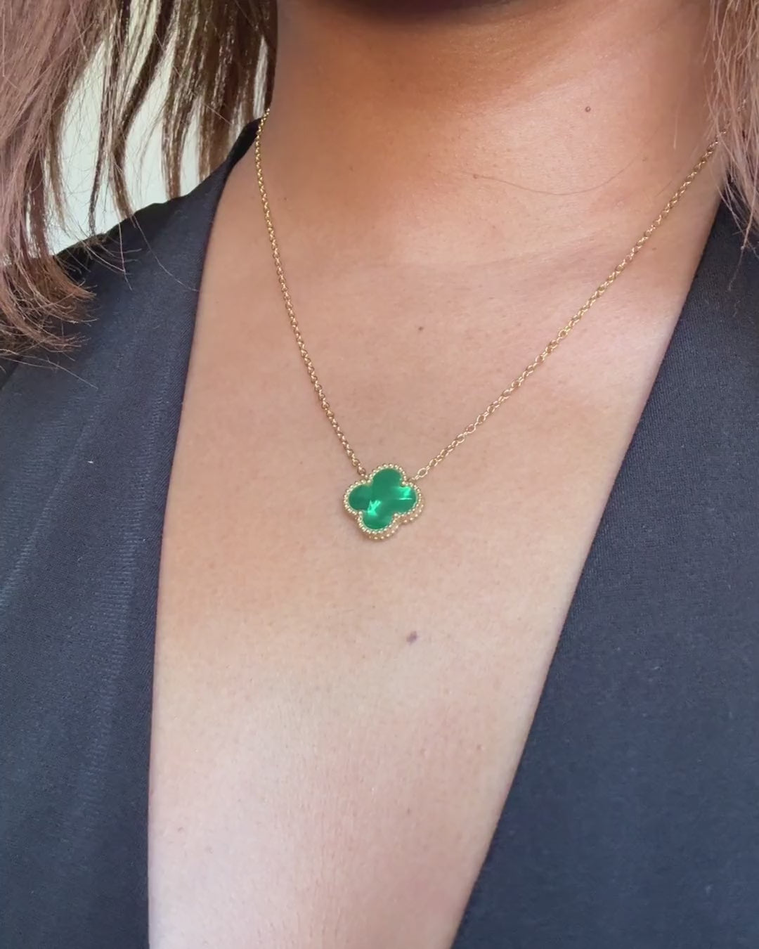 Eden Necklace in green, worn